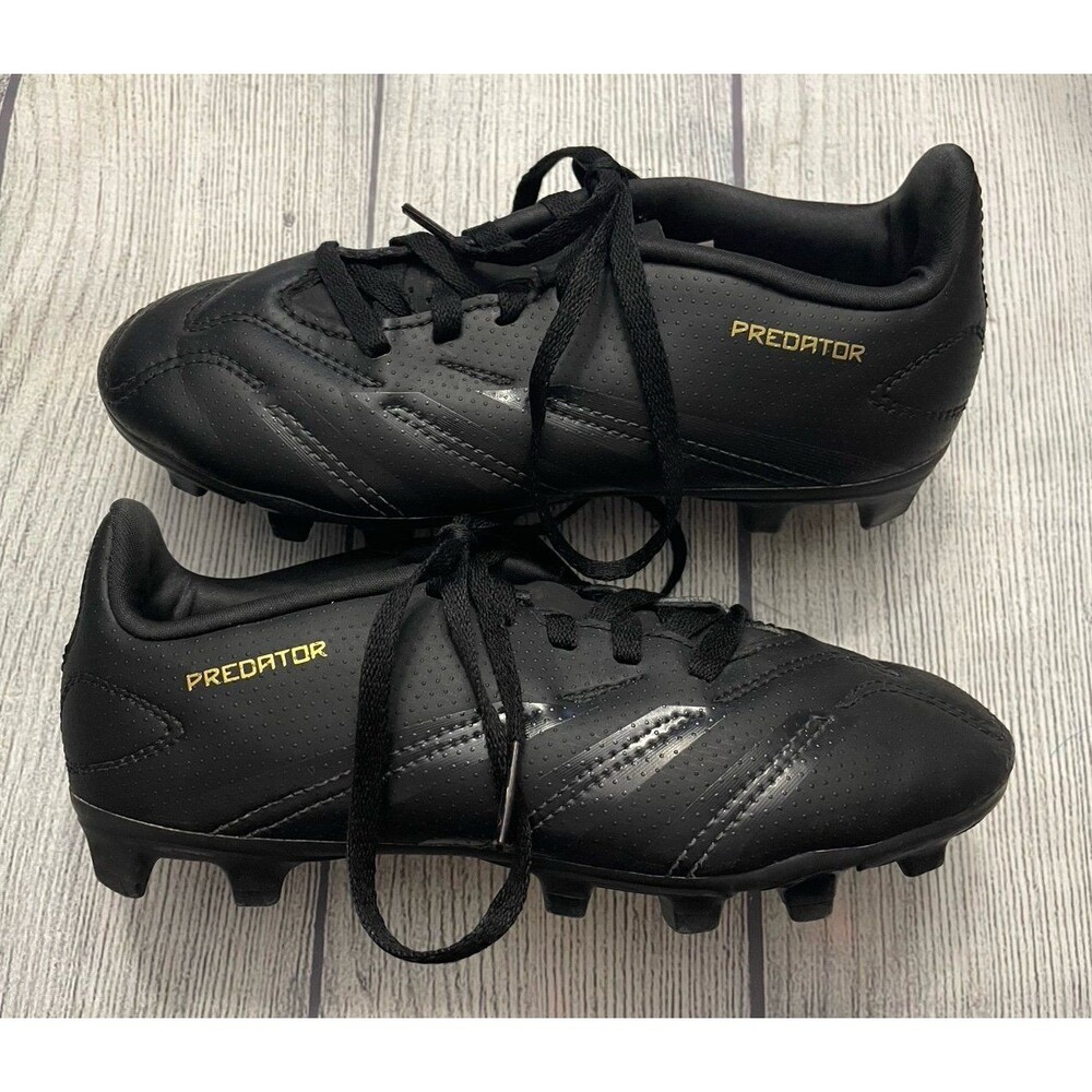 Black Adidas Predator Boy Girl Soccer Cleats Shoes, Size Youth 1.5